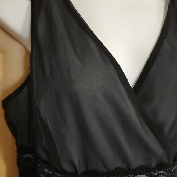 Iconic Vintage Y2K Black Chiffon Lace Formal Cocktail Slip Dress Size 12 Large - Picture 3 of 13